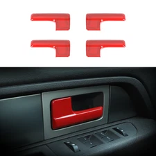 4pcs Interior Door Handle Cover Trim Decor Bezels for Ford F-150 2009-2014 Red