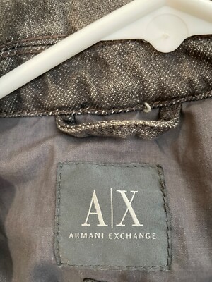Vintage Grey Armani Exchange Denim Jacket Dark Gray Unisex Small