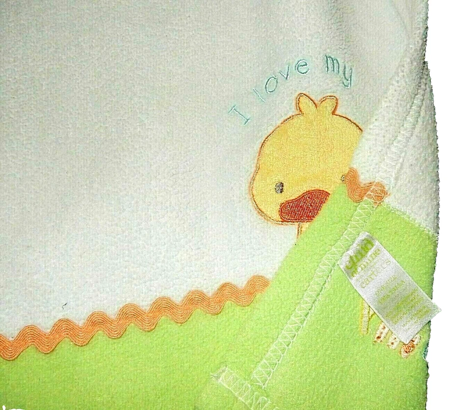 8D!¡GUAU! Manta de felpa polar vintage Carter's I Love My Mommy Duck cuna bebé Foto 4 de 4