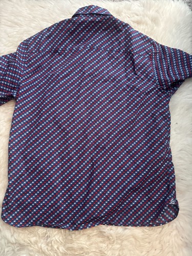 Johnston & Murphy Mens M Short Sleeve Button Up Shirt Crab Print 4th of July - Picture 6 of 8