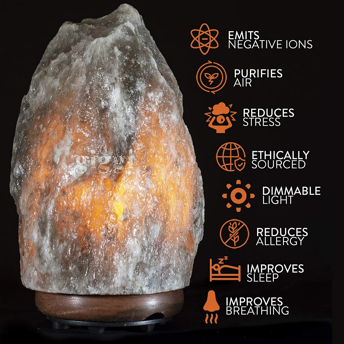 Natural grey himalayan salt lamp outlet