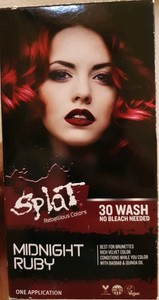 Splat 30 Wash No Bleach Semi Permanent Hair Dye Midnight Ruby