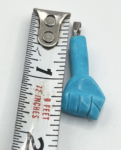 Vintage Semi Precious Turquoise Figa Fist Hand Charm Pendant - Picture 6 of 6