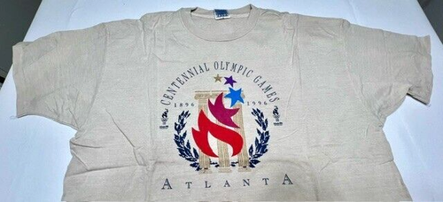 #T65 - VINTAGE CENTENNIAL OLYMPIC GAMES 1896-1996 ALANTA SHIRT SIZE XL - BEIGE - Picture 3 of 4