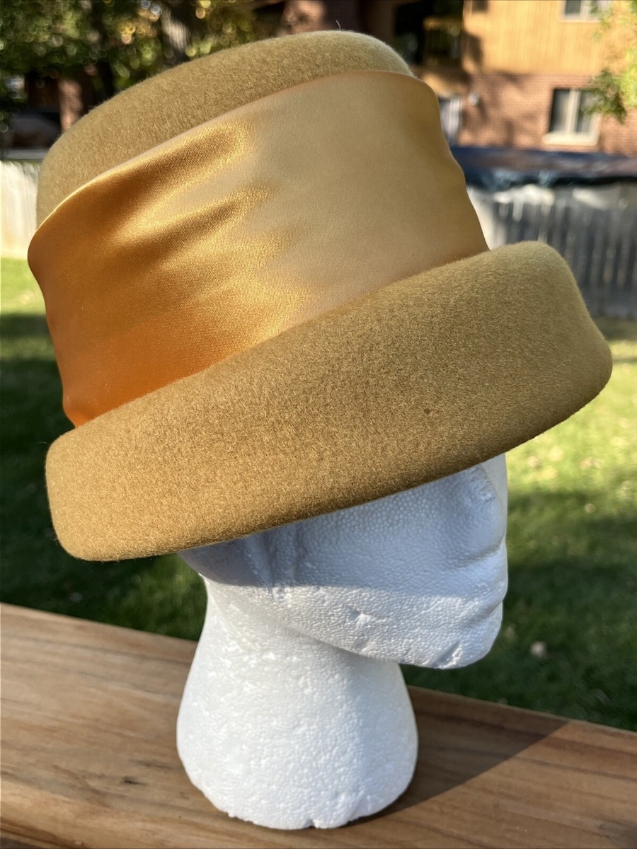 Vintage Glenover Henry Pollack Felt 100% Wool Womens Yellow Mustard Hat  Bucket