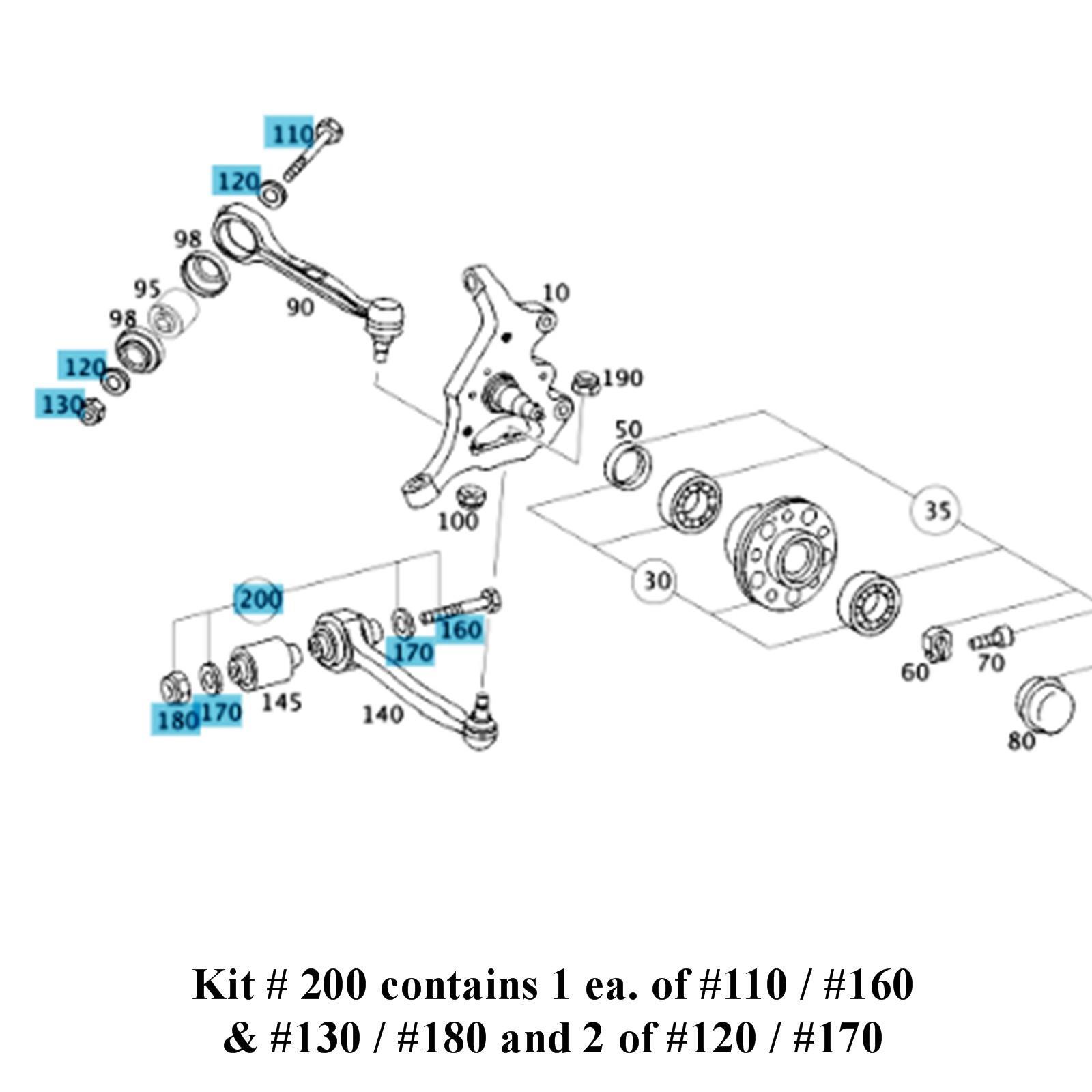 2 X German Febi Upper or Lower Control Arm Adjustment Bolt Kit 200020