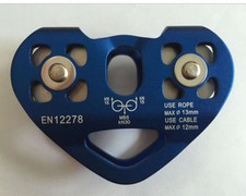 OUTDOOR Zip Line Cable Trolley Rock Climbing Dual Pulley 25KN / 5600lbs blue