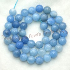 Wholesale Genuine 8mm Natural Blue Aquamarine Round Gems Loose Beads 15'' Strand