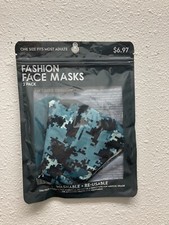2-Pack Fashion Face Masks Digital Camo Blue - Washable Reusable   One Size