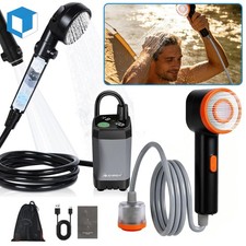 Portable Camping Shower w/Light USB Rechargeable Powerful Pump for Travel Hiking