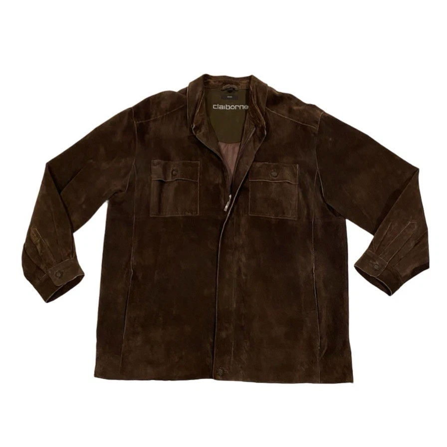 Chaqueta de Gamuza Claiborne De Colección Para Hombre Talla XL Cuero Marrón Oscuro Chaqueta con Cremallera Foto 2 de 4