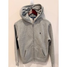 Polo Ralph Lauren Kids Gray Full Zip Fleece Hoodie L 14-16 Pony Logo New