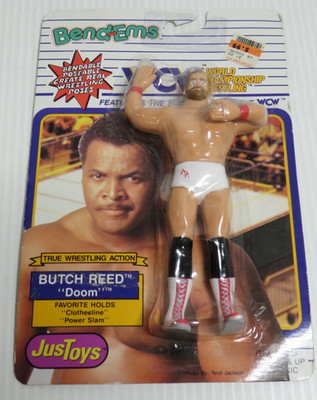 1990 Arn Anderson on Butch Reed Error Card WCW Figure Justoys Bendems Sealed
