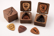 Personalized Wooden Guitar Pick Box Custom Engraved Handmade Gift