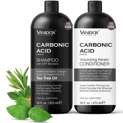 VANIDOX Carbonic Acid Shampoo and Conditioner for 16 Fl Oz (Pack of 2), NO 