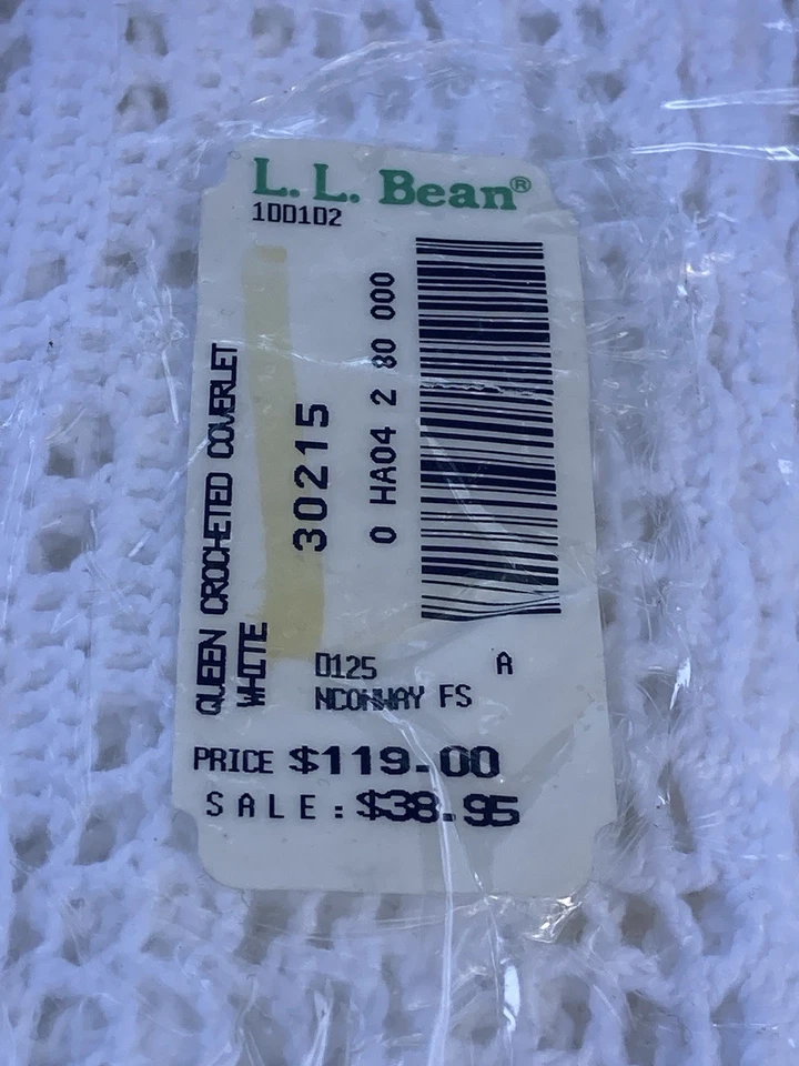 L L BEAN VTG USA RARE!! Sealed Package Queen Crocheted Coverlet White Cotton!! - Image 2 of 4