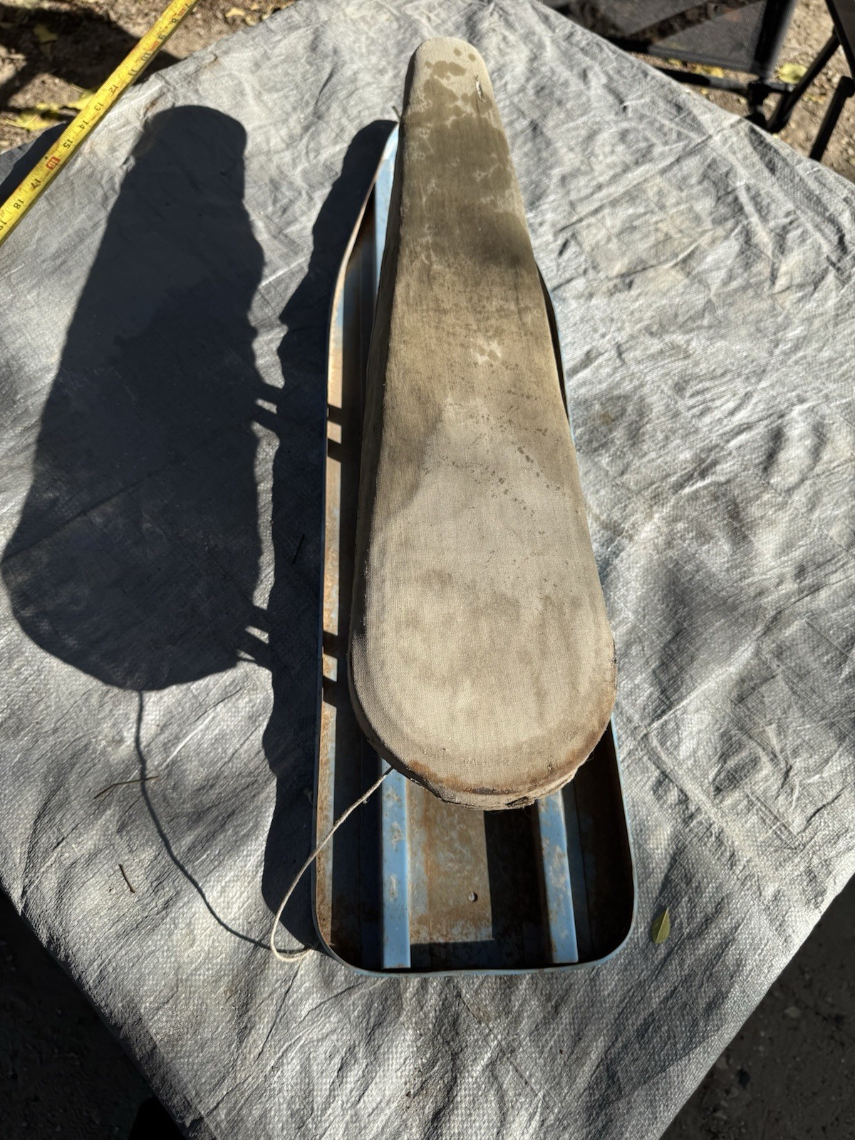 1940s 1950s Mini Tabletop Ironing Board Blue Metal W/ Original Pad Vintage-image