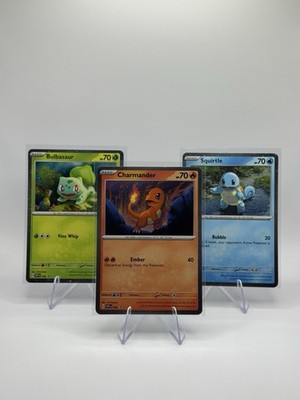 POKEMON 151 Cosmo Promo Card Set Charmander, Bulbasaur & Squirtle 46/47/48