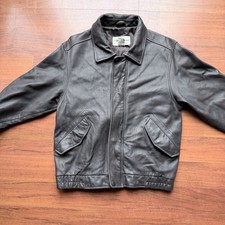VTG Eddie Bauer Leather Jacket Mens Small Pebble Grain Dk GrayExcellent