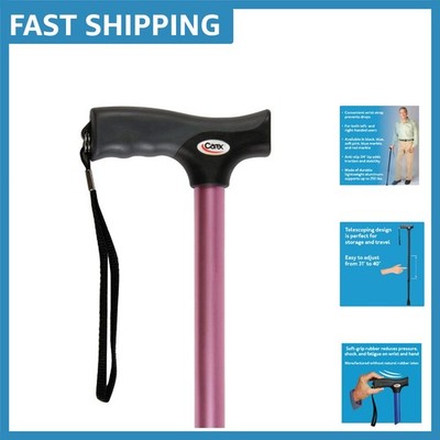 Comfort and Style Combined - Soft Grip Pink Walking Cane with Adjustable Height