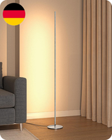 Edishine Stehlampe Wohnzimmer, LED Dimmbar, HöHenverstellbar, Silber