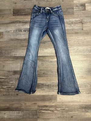 Bongo Juniors Women s Blue Solid Denim Bootcut Stretch Jeans Cotton, 3 APLP243
