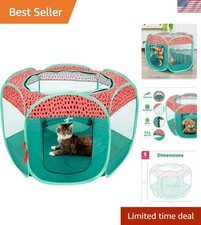 Travel-Friendly Dog Playpen - Green  Pink Pop-Up Pet Tent for Small Animals