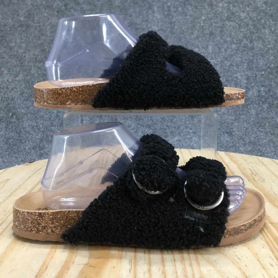 Mad Love Sandals Womens 9 Joanna Sherpa Lined Slide Black Slip On Comfort Flats - Image 2 of 4