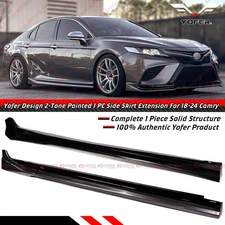 For 18-24 Toyota Camry Yofer Predawn Gray Mica Black 2 Tone Side Skirt Extension