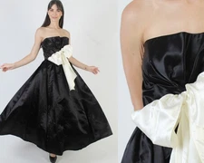 Vintage 80s Gunne Sax Dress Strapless Black Jessica McClintock Prom Gown Sz 9