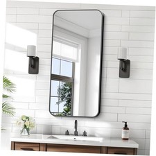 Bathroom Mirror, 20" x 40" Metal Frame Rectangle Mirror with 40"L x 20"W Black