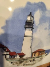 Lighthouses Nautical Hanging Wall Plaque Beach Ocean Sceneary Sailboat W/Stand