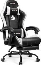 Video Gaming Chair with Footrest Lumbar Support for Home Office High Back Rec...