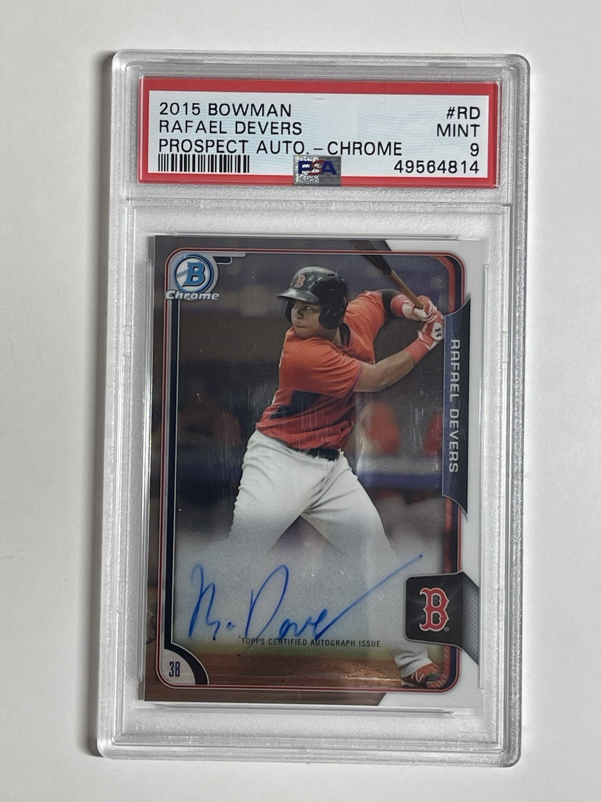 2015 Bowman - Chrome Prospects Autographs Rafael Devers #BCAP-RD (AU, RC) PSA 9