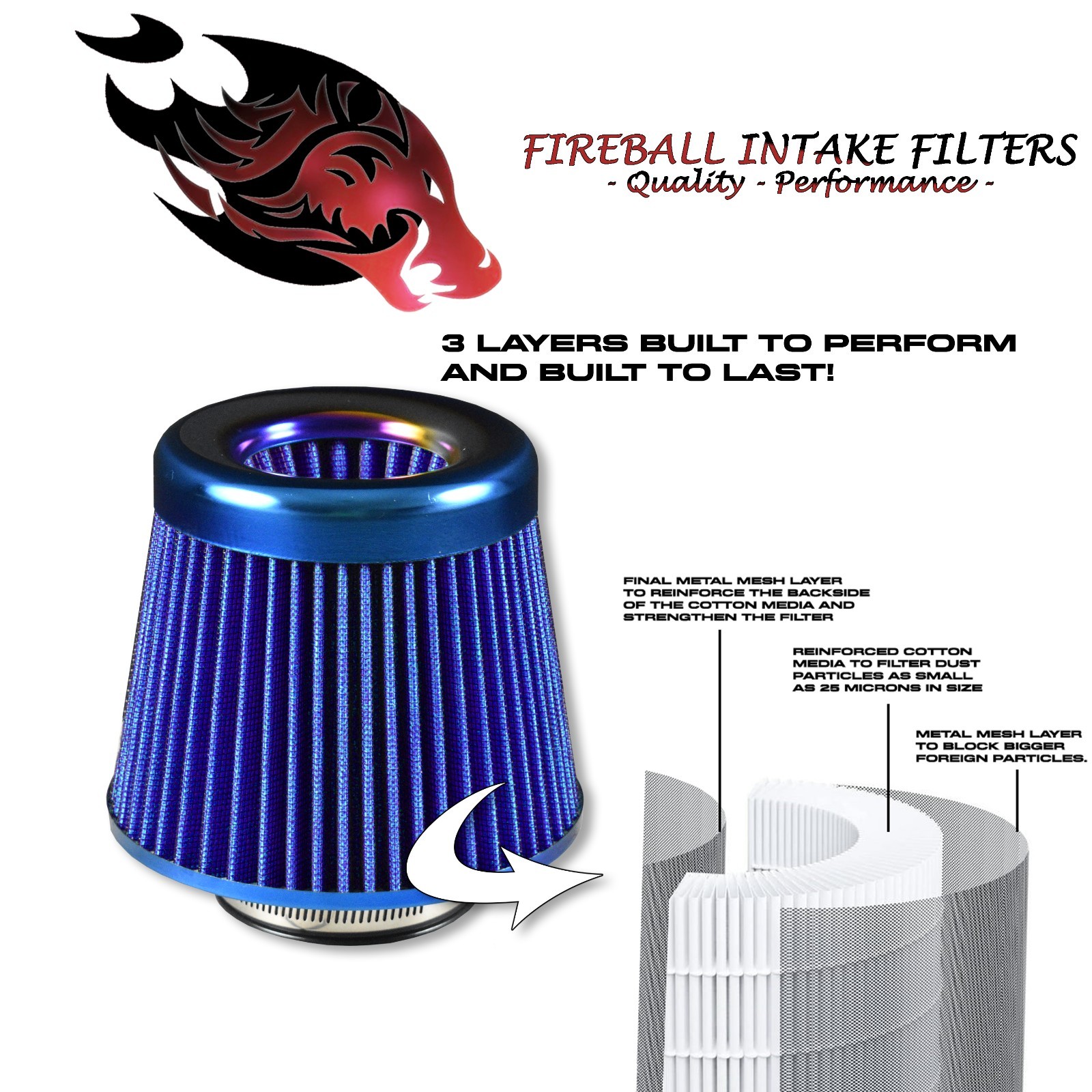 Reusable Cold Air Intake Filter and Heat Shield Kit Universal for Ferrari