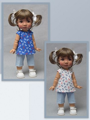 Zweiteiliges Set für Meadow Moppets 15 Zoll Puppen - Wendetop und Latzhose
