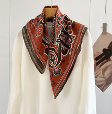 70 Cashmere 30 Silk Scarf 26'' Bandanna Shawl totem Print Square Neckerchief