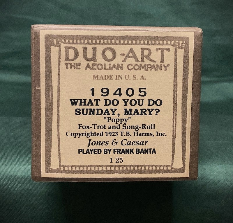 Duo-Art Piano Roll 19405 WHAT DO YOU DO SUNDAY, MARY? Fox Trot P/b Frank Banta !