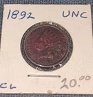 1892 INDIAN HEAD PENNY CENT NICE UNC NICE TONING RED