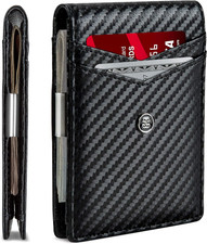 Slim Wallets for Men. Minimalist Bifold Wallet with Money Clip ID Window. RFID