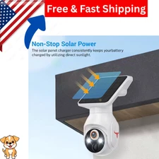 Solar Panel Powered Security Camera 1080p WiFi Camera with Night Vision Motion