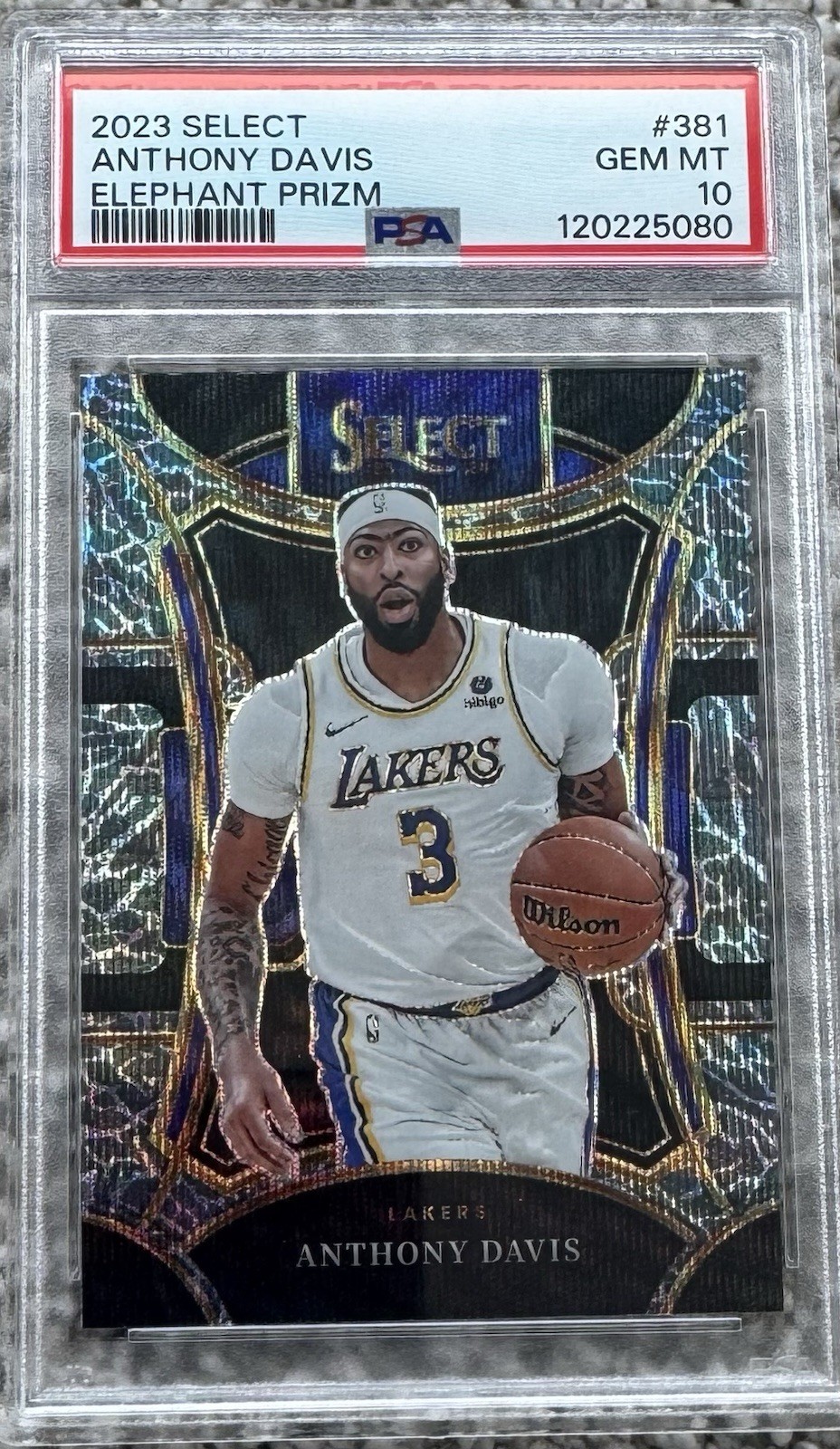 2023-24 Panini Select Anthony Davis Elephant  Prizm SSP Lakers PSA 10 #381 Pop 7