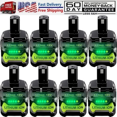 1/10X Battery 8.0Ah For Ryobi 18V One+Plus P108 Lithium RB18L50 RB18L40 Battery