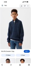 GAP Kids Quarter Zip Knit Sweater Blue Ribbed Pullover Medium NWT