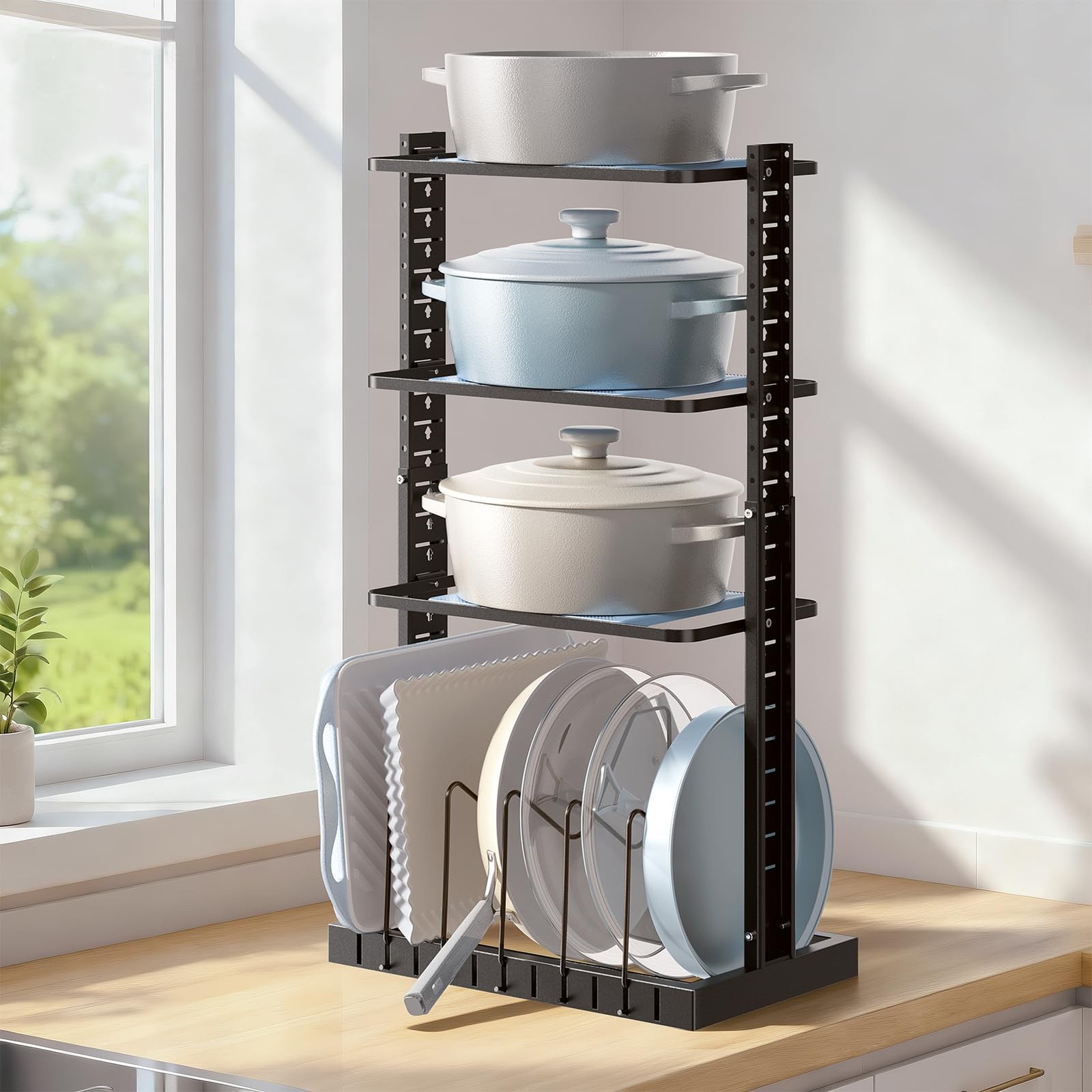LAMU Pots and Pans Organizer for under Cabinet Heavy-Duty Pot Pan Organizers