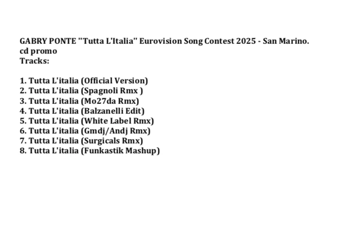 GABRY PONTE ''Tutta L'Italia'' Eurovision Song Contest 2025 - San Marino. - Image 2 of 2