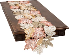 Autumn Leaves Table Runner, 15''X54'', White