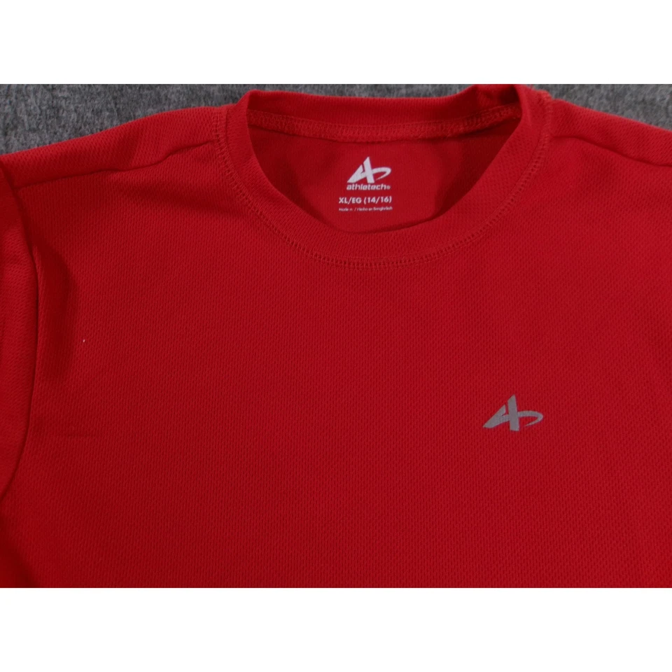 AthleTech Shirt Youth Extra Large Red Athletic Moisture Wicking Performance - Image 2 of 4