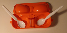 1 X Eierträger Mit Salzstreuer Und 2 Löffel - NEU - Orange Bekannt aus der DDR