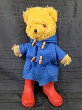 Vintage Paddington Bear Plush 48cm Blue Felt Coat Toggles S1
